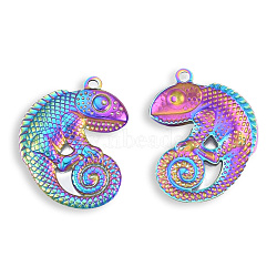 Ion Plating(IP) 201 Stainless Steel Pendants, Lizard, Rainbow Color, 30x24.5x3mm, Hole: 1.8mm(STAS-N098-119M)