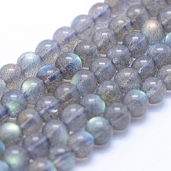 Natural Labradorite Beads Strands, Grade A++, Round, 5mm, Hole: 1mm, about 75pcs/strand, 15.5 inch(39.5cm)(G-P342-09A-5mm-A++)