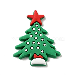 Christmas PVC Plastic Cabochons, Christmas Tree, Medium Sea Green, 34x28x3.5mm(KY-G018-A02)