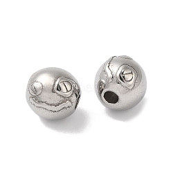 Tarnish Resistant 304 Stainless Steel Beads, Round with Horror Face, Stainless Steel Color, 8x7x7mm, Hole: 2mm(STAS-S129-07P)