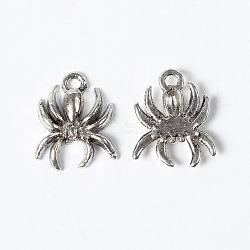 Alloy Pendants, Spider, Lead Free and Cadmium Free, Antique Silver, about 18mm long, 14mm wide, 3mm thick, hole: 2mm(X-EA8748Y)
