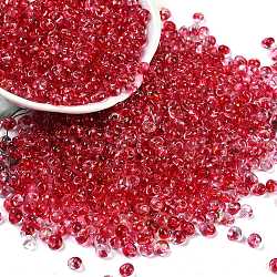 6/0 Spray Paint Glass Seed Beads, Teardrop, Crimson, 5x4.5x4mm, Hole: 1mm, about 4500pcs/pound(SEED-H003-11F)