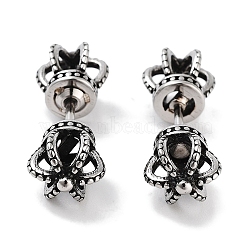 Crown 316 Surgical Stainless Steel Stud Earrings, Ear False Plugs for Women Men, Antique Silver, 8x8mm(EJEW-Z050-40AS)