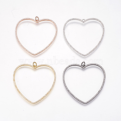 Brass Micro Pave Cubic Zirconia Pendants, Heart, Mixed Color, Clear, 47x48x3mm, Hole: 3.5mm(ZIRC-K073-46-02)