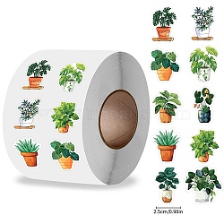 Roll Stickers, 10 Different Designs Decorative Sealing Stickers, Plant, 25~35x25mm, 500pcs/roll(DIY-H173-03C)