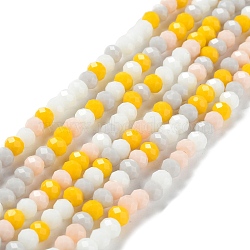 Glass Beads Strands, Faceted, Rondelle, Yellow, 6x5mm, Hole: 1mm, about 85~88pcs/strand, 16.1~16.5 inch(41~42cm)(EGLA-A034-M6mm-39)