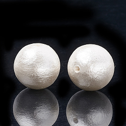 Compressed Cotton Pearl Beads, Eco-Friendly, Dyed, Round, White, 14~14.5mm, Hole: 1.5mm(X-WOVE-S114-14mm-13)