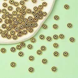 Tibetan Style Alloy Spacer Beads, Granulated Beads, Lead Free and Cadmium Free, Flower, Antique Golden, 6.5mm, Hole: 2mm(PALLOY-YW0001-84AG)