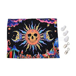 UV Reactive Blacklight Tapestry, Polyester Decorative Wall Tapestry, for Home Decoration, Rectangle, Sun Pattern, 950x750x0.5mm(HJEW-F015-01I)