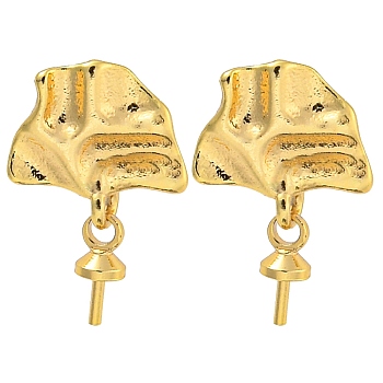 Rack Plating Brass Studs Earrings Finding, Cadmium Free & Lead Free, Long-lasting Plated, Golden, 14.5x9.5mm, Pin: 0.7~0.8mm