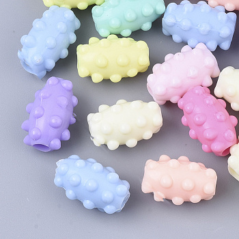 Opaque Acrylic European Beads, Large Hole Beads, Column, Mixed Color, 19x13x11mm, Hole: 4mm, about 400psc/500g