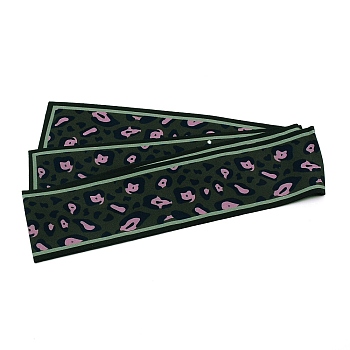 Silk Scarves Decorate, Scarf Necklaces, Leopard Print Pattern, Dark Green, 1150x70x0.5mm