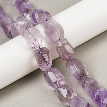 Natural Amethyst Beads Strands, Faceted, Nuggets, 19.5~23x14~15.5x13.5~15.5mm, Hole: 0.9mm, about 18~19pcs/strand, 14.96~15.47''(38~39.3cm)