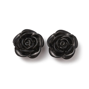 Plastic Beads, Flower, Black, 18.5x19x7.5mm, Hole: 1.6mm