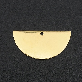 201 Stainless Steel Semi Circle Pendants, Laser Cut, Half Round, Golden, 15x30x1mm, Hole: 1.6mm