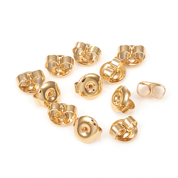 304 Stainless Steel Friction Ear Nuts,Earring Backs, Flat Round, Golden, 6.5x6x3.5mm, Hole: 1.2mm