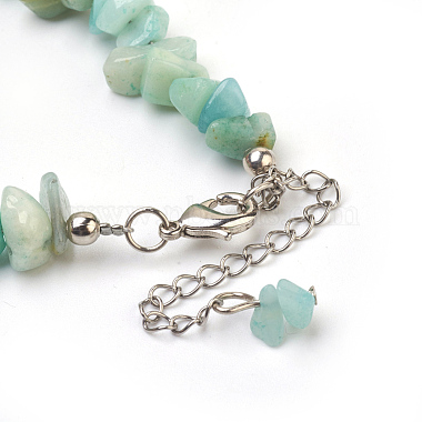 Natural Flower Amazonite Chip Beads Anklets(AJEW-AN00229-08)-3