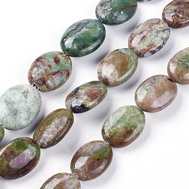 18mm Oval Green Opal Beads