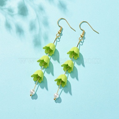 Acrylblume mit langen Ohrringen aus Kunststoffperlen(EJEW-JE04941-03)-3