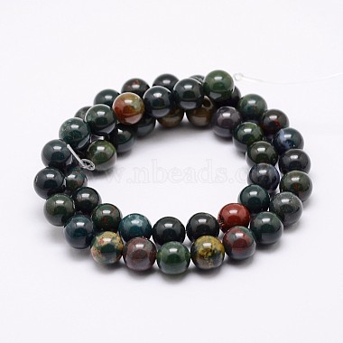 Natural Indian Bloodstone Beads Strands(G-P257-07-10mm)-2