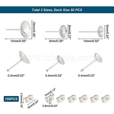 150Pcs 3 Style 304 Stainless Steel Stud Earring Findings(DIY-UN0003-16)-5