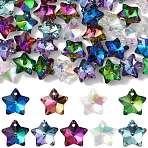 40Pcs 9 Colors Electroplate Glass Charms, Faceted, Star, Mixed Color, 13x13.5x7mm, Hole: 1.2mm(GLAA-FS0002-67)