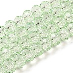 Transparent Baking Paint Glass Beads, Faceted, Rondelle, Light Green, 6x5mm, Hole: 1.2mm(X1-DGLA-A034-T6mm-D10)