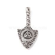 304 Stainless Steel Pendant, Viking Valknut Symbol, Antique Silver, 80x37x9mm, Hole: 6mm(STAS-E158-48AS)