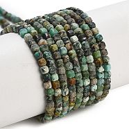 Natural African Turquoise(Jasper) Beads Strands, Faceted Table Cut Cube, 1.5~2.5x1.5~2.5x1.5~2mm, Hole: 0.4mm, about 183~186pcs/strand, 15.35~15.55''(39~39.5cm)(G-H042-B41-01)