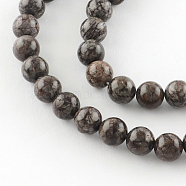 Round Natural Red Snowflake Obsidian Beads Strands, 6mm, Hole: 1mm, about 66pcs/strand, 15.7 inch(G-R324-6mm-01)