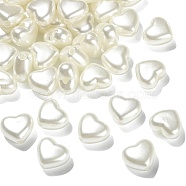 200Pcs Opaque Acrylic Imitation Pearl Beada, Heart, White, 7.5x9x5mm, Hole: 1.4mm(MACR-CJ0001-42)
