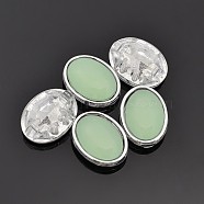 Sew on Taiwan Acrylic, Garment Accessories, Faceted, Oval, Light Green, 12x10x5.5mm, Hole: 0.5mm(SA22-8x10-ACS-H30)
