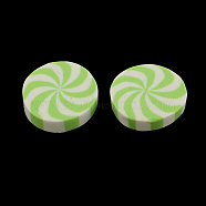 Flat Round Handmade Polymer Clay Cabochons, Light Green, 20~21x5mm(CLAY-S085-15)