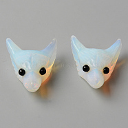 Opalite Pendants, Top Drilled Beads, with Black Onyx Eye, Wolf Head, 30.5x23.5x11.5~13mm, Hole: 2mm(G-R478-06A-12)