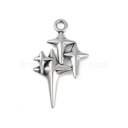 316 Surgical Stainless Steel Pendants, Star Charm, Antique Silver, 28.5x17x2.5mm, Hole: 2.2mm(STAS-G349-39AS)