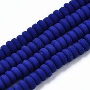 Handmade Polymer Clay Beads Strands, for DIY Jewelry Crafts Supplies, Flat Round, Dark Blue, 6~7x3mm, Hole: 1.5mm, about 113~116pcs/strand, 15.55 inch~16.14 inch(39.5~41cm)(CLAY-N008-008-98)
