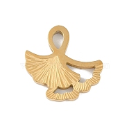 Ion Plating(IP) 304 Stainless Steel Charms, Ginkgo Leaf Charm, Golden, 14x14x1.5mm, Hole: 3x1.5mm(STAS-C108-16G)