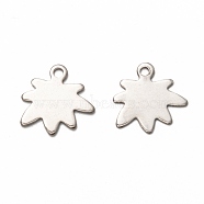 201 Stainless Steel Pendants, Laser Cut, Leaf, Stainless Steel Color, 14.5x14.5x1mm, Hole: 1.8mm(STAS-I172-09P)