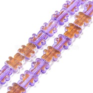 Transparent Electroplate Glass Beads Strands, AB Color Plated, Bear, Blue Violet, 9~9.5x8x2.5mm, Hole: 0.7mm, about 45pcs/strand, 16.46 inch(41.8cm)(GLAA-F122-05C)