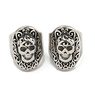 316 Surgical Stainless Steel Beads, Large Hole Beads, Skull, Antique Silver, 16x11x13mm, Hole: 8mm(STAS-Q326-06AS-07)