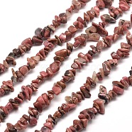 Natural Rhodonite Chip Bead Strands, 5~8x5~8mm, Hole: 1mm, about 31.5 inch(X-G-M205-24)