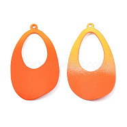 Spray Painted Iron Big Pendants, Teardrop, Dark Orange, 50x29x6.5mm, Hole: 1.6mm(IFIN-N008-027C)