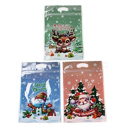 Christmas Theme Plastic Zip Lock Bags, Resealable Bags, Self Seal Bags, Top Seal, Mixed Color, 22.6x15.6x0.3cm(ABAG-Q053-07B)