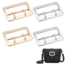 WADORN 4Pcs 2 Colors Rectangle Shape Alloy Buckle Clasps, For Strapping Bags, Garment Accessories, Platinum & Light Gold, 40x59.5x13mm, 2pcs/color(FIND-WR0008-17)
