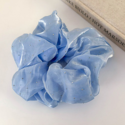 Romantic Rhinestone Polyester Elastic Hair Ties, Scrunchie/Scrunchy, Ponytail Holder for Women Girls, Cornflower Blue, (PR0376-3)