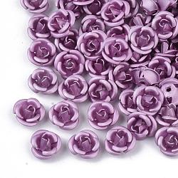 Aluminum Beads, Frosted, Long-Lasting Plated, 3-Petal Flower, Violet, 6x4.5mm, Hole: 0.8mm(FALUM-T001-02A-08)