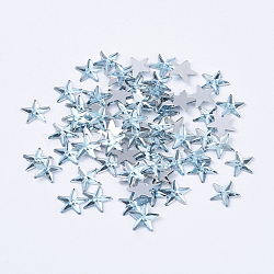 Acrylic Rhinestone Flat Back Cabochons, Back Plated, Faceted, Star, Light Sky Blue, 10x1.5mm(RSB385-12)