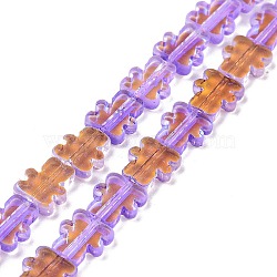 Transparent Electroplate Glass Beads Strands, AB Color Plated, Bear, Blue Violet, 9~9.5x8x2.5mm, Hole: 0.7mm, about 45pcs/strand, 16.46 inch(41.8cm)(GLAA-F122-05C)