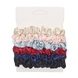 Cloth Elastic Hair Accessories, for Girls or Women, Scrunchie/Scrunchy Hair Ties, Mixed Color, 120mm, 6pcs/set(OHAR-PW0007-46B)
