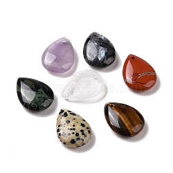 Natural Mixed Stone Pendants, Teardrop Charms, 25x18x7mm, Hole: 1mm(G-C017-02)
